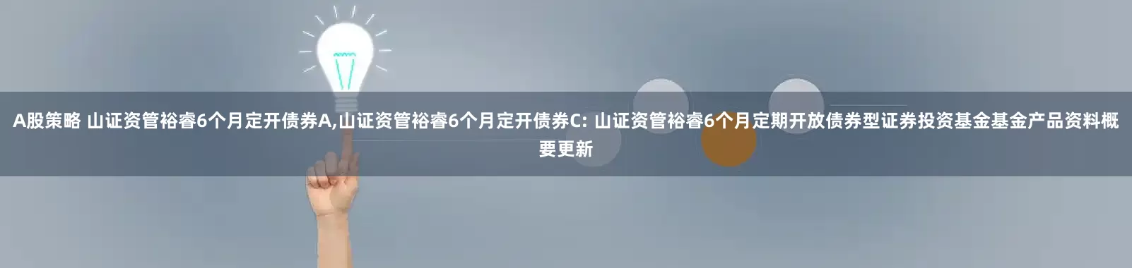 A股策略 山证资管裕睿6个月定开债券A,山证资管裕睿6个月定开债券C: 山证资管裕睿6个月定期开放债券型证券投资基金基金产品资料概要更新